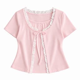 Set áo kiểu nữ gồm áo 2 dây đính nơ và áo khoác tay ngắn viền phối ren chất thun rip lụa mềm mịn, 43 65 8