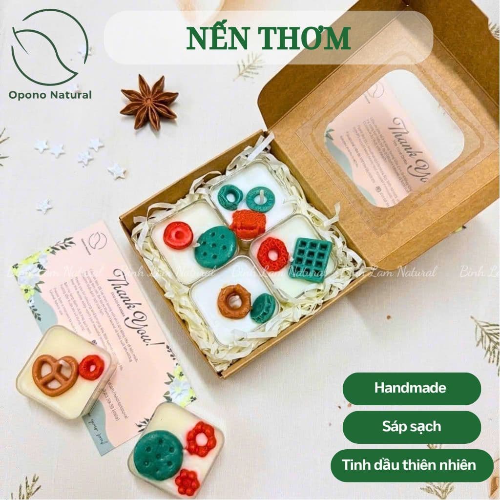 Set quà tặng 04 Nến Thơm Tealight Sáp sạch & Tinh dầu thiên nhiên nguyên chất - Nhiều mẫu mã Opono Natural