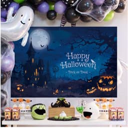 Rèm Phông Nền Polyester Chủ Đề Halloween Trang Trí Nhà Cửa In Bạt Tặng Kèm móc dán treo tường 7