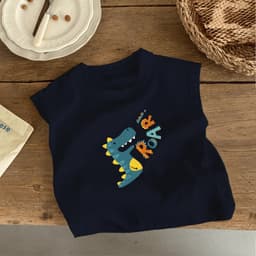 Áo Thun Bé Trai In Khủng Long Dễ Thương Form Rộng Tay Ngắn Phong Cách Hàn Quốc Co Giãn Mềm Mại Thoáng Mát Cho Bé 2