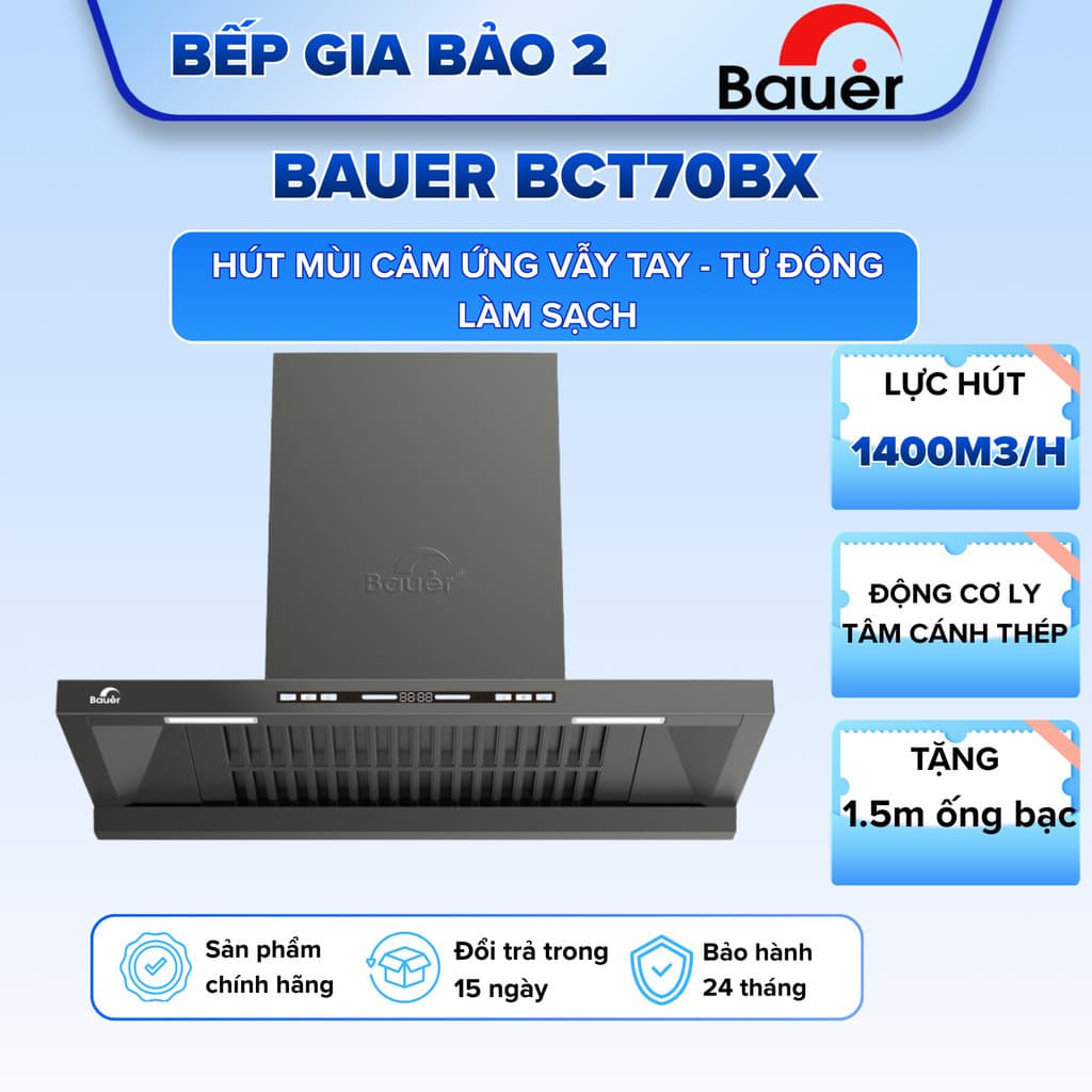Máy hút mùi  BAUER BCT70BX | Tự động làm sạch | Thiết kế sang trọng | Bảo hành 2 năm
