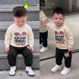 [10-29kg] Bộ Nỉ Dài Tay Cao Cấp Cho Bé Trai Dày Mịn Ấm KIMCHIBABY Họa Tiết Ô Tô, Siêu Nhân Người Nhện BN602 6