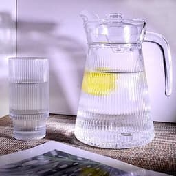 Bình thủy tinh dày Lilac, dung tích lớn, bộ ấm trà đựnġ nước nước, bình đựnġ nước ép, bình nước nóng lạnh 4