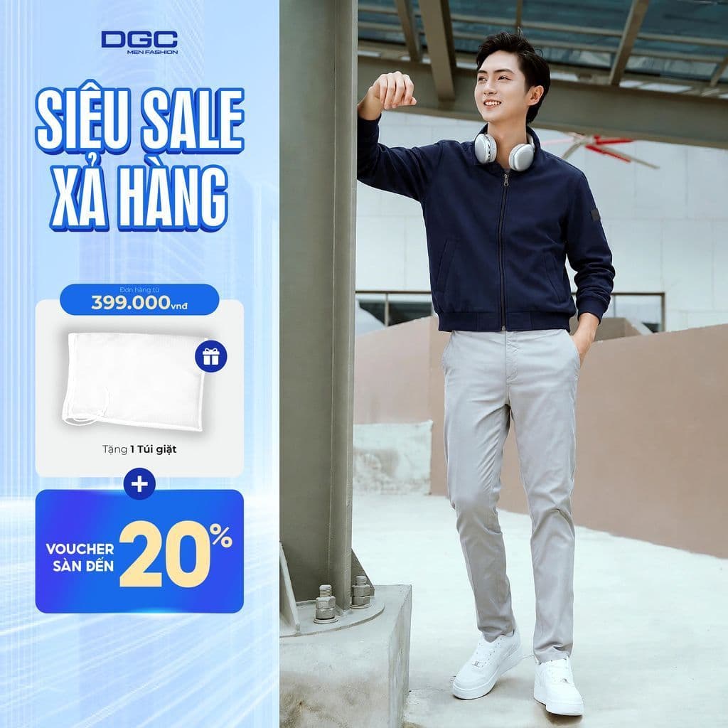 Áo Khoác Nam DGC Cổ Đứng 2 Lớp Cao Cấp WAJKBF185M - Áo Gió Chống Thấm Nước, Cản Gió Nam Tính