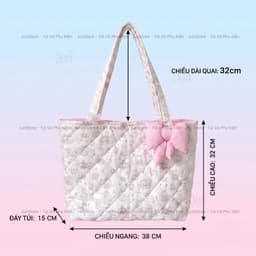 [TẶNG CHARM NƠ] Túi Tote Daisy Rosie Millie Chần Bông Bánh Bèo Xinh Xắn Đi Học Đi Làm T46 T47 T48 5