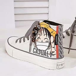 Giày thể thao nam nữ cổ cao Luffy hải tặc mũ rơm One Piece anime 3