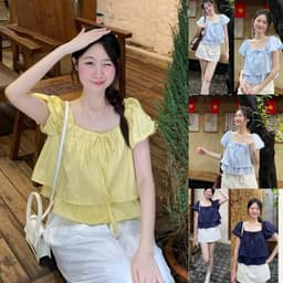Áo babydoll nữ kiểu mới may hai lớp tay bồng phồng xoè phong cách hàn quốc BD63 4