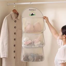 Túi Lưới Treo Đồ 3 Tầng 80x30cm Chất Liệu Cao Cấp Có Móc Treo Chắc Chắn Giúp Sắp Xếp Tủ Đồ Ngăn Nắp Tiện Lợi HĐ99 3