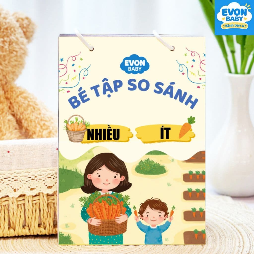 Thẻ Flash EVON BABY dạy bé tập nói - Giúp Bé Tập Nói Sớm - Bé tập so sánh - NHIỀU ÍT