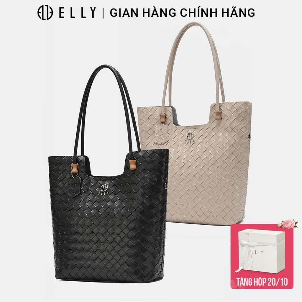 Túi Xách Nữ Da Thật ELLY ET195 Xách Tay Đeo Vai Cao Cấp Đeo Chéo Công Sở Sang Trọng Đi Làm Chính Hãng