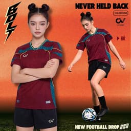 [Chính hãng CV Sport] [Nhận in tên số theo yêu cầu] Quần Áo Bóng Đá CV Bolt Đỏ đô vải C-Airmaxx siêu nhẹ Cao Cấp 8