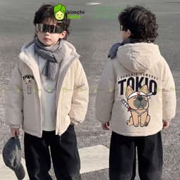 [12-37kg] Áo Khoác Lót Lông Cừu Cho Bé Trai KIMCHIBABY Dày Dặn Giữ Ấm Áo Gió Chống Gió Trượt Nước In Siêu Nhân AK602 3