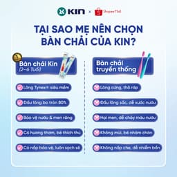 Bàn Chải Đánh Răng Trẻ Em KIN, Lông Mềm, An Toàn Cho Nướu, Cho Bé 2-6 Tuổi, Chính Hãng 3