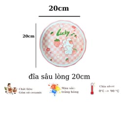 Bộ Bát Đĩa gốm sứ họa tiết Thỏ Hồng LUCKY - DỄ THƯƠNG DÀY DẶN 9