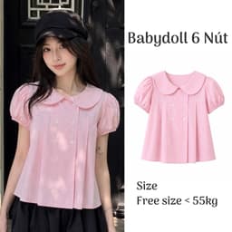 Áo babydoll cổ bèo tay bồng đính 6 nút xinh xắn BX248 9