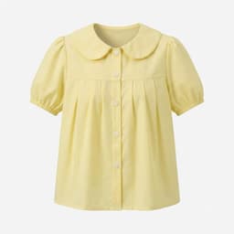 Áo sơ mi kiểu nữ dáng babydoll cổ bèo tay bồng xinh xắn màu vàng kẻ sọc BKS911 - - Sam botique 4
