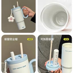 Bình Giữ Nhiệt 750ML - Cốc Xinh Xắn Tiện Lợi Đậm Chất Cá Tính Với Charm Hoa Dễ Thương & Tay Cầm Tiện Lợi VOICON-[BIN99] 3