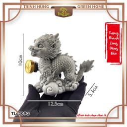 Thanh long dâng bảo đá sa thạch ST.PVN2665 - Tượng deco, trang trí tiểu cảnh, bán cạn, terrarium 2