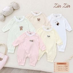 BD41. Bộ body liền thân body dài tay bé trai bé gái sơ sinh Zinzin viền bèo chất petit mềm mịn mát co dãn 4 chiều 1