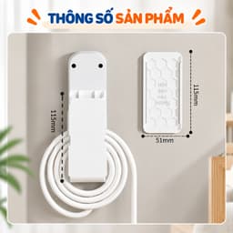 Giá Treo Ổ Điện Dán Tường, Dụng Cụ Cuộn Dây Nguồn Có Kẹp Giữ Chống Rối, Tiết Kiệm Diện Tích
 3