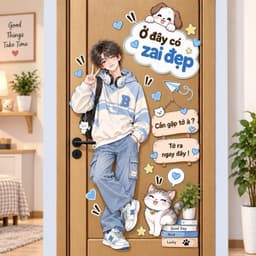 Decal dán cửa phòng gia đình nhiều hoạ tiết dễ thương (nền trắng )cho không gian sống ấm cúng và sinh động 2