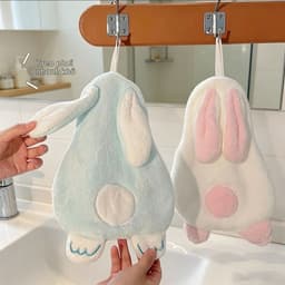 Khăn Lau Tay Hình Thỏ Dễ Thương Có Móc Treo Mềm Mịn 2 Lớp Thấm Hút Nước Trang Trí Nhà Bếp Phòng Tắm 1