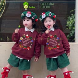 [10-29KG] Áo Nỉ Giáng Sinh Cho Bé Kimchibaby Vải Nỉ 2 Da Cao Cấp Dày Mịn Ấm, Áo Sweater Thu Đông Họa Tiết Noel AN602 6