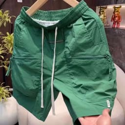 Quần short cargo nam túi khóa kéo khô nhanh 5 inch bình thường màu trơn bãi biển mùa hè 3