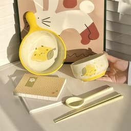 SET 4 MÓN BÁT SỨ HOẠ TIẾT TRÁI CÂY CHANH VÀNG ( Bát Chuôi Tay Cầm + Bát Con + Thìa Sứ + Đũa ).VOICON-[BIN99] 2