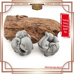 Tượng song tượng bách tài đá sa thạch - Tượng deco, trang trí tiểu cảnh, bán cạn, terrarium 5