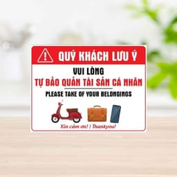 Decal Tự Bảo Quản Tài Sản Cá Nhân, Biển Nhắc Nhở Bảo Quản Tài Sản, Decal Cao Cấp  Dán Tường, Kính, Chống Nước Chống Nắng 5