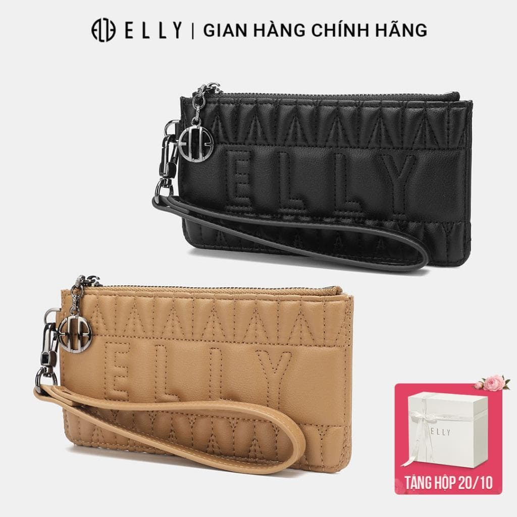 [Tặng hộp 20.10] Ví nữ ELLY EV101 da thật cao cấp ví cầm tay dài thời trang chính hãng
