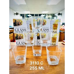Bộ 6 Cốc Thủy Tinh đáy vuông lùn, Dung tích 255ml 2