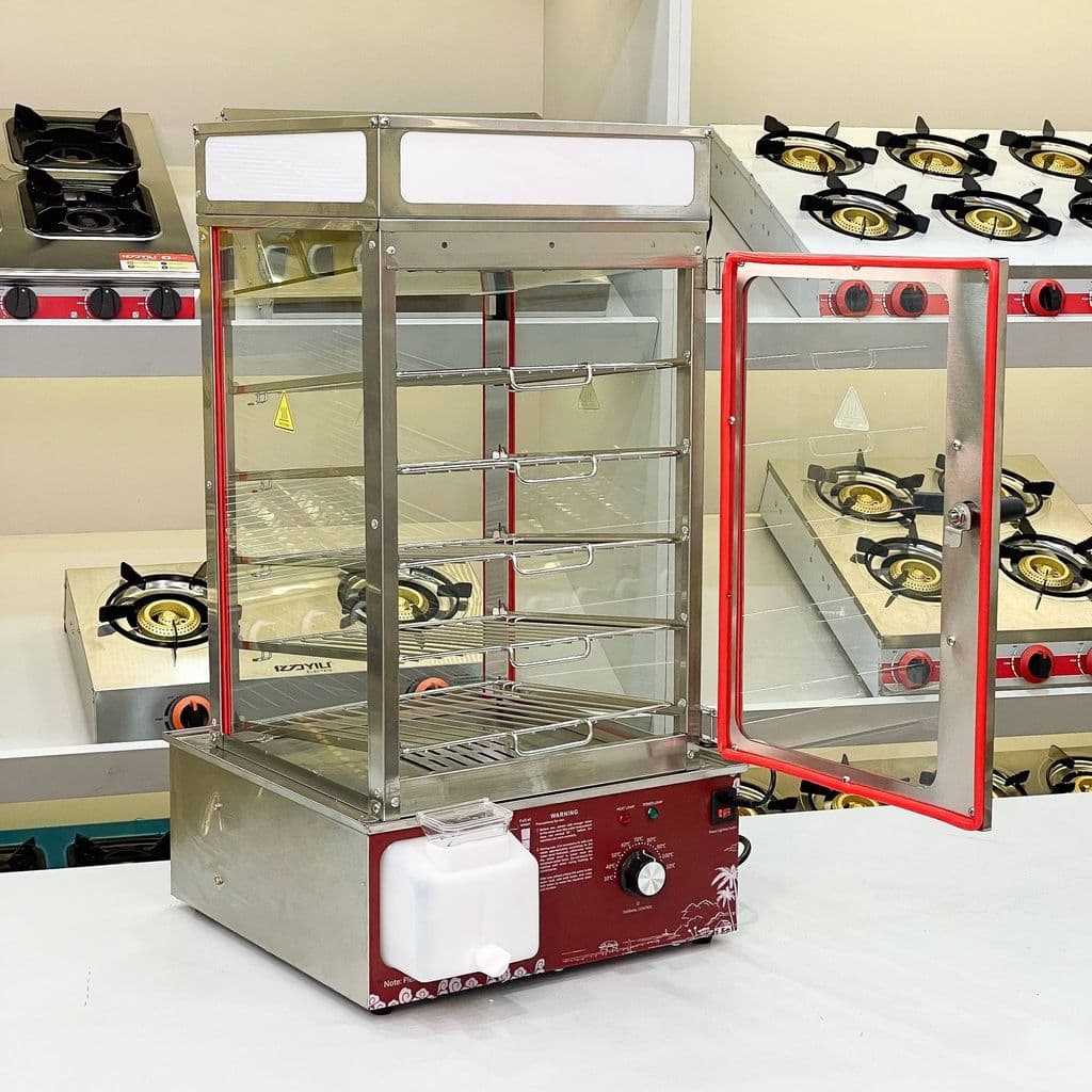 Tủ hấp đa năng và hâm nóng bánh bao với thiết kế kính trong suốt, dễ dàng quan sát số lượng sản phẩm.