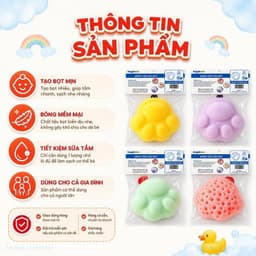 Bông Tắm Tạo Bọt Cho Bé, Mút Tắm Bọt Biển Mềm Mại, An Toàn Cho Da Bé - Timikid 7