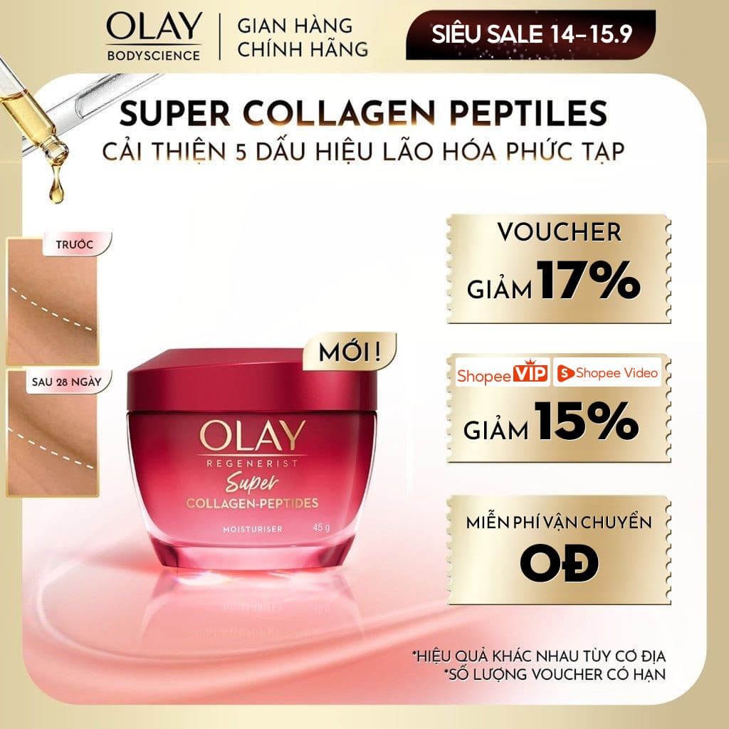 [KOL] Kem Dưỡng Ẩm OLAY Super Collagen Peptides Giúp Cải Thiện 5 Dấu Hiệu Lão Hóa Phức Tạp 45G