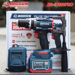Máy Khoan Pin 3 Chức Năng BS BOSSUN BS-ID180PRO, Có Chống Lật Cổ Tay - Lực Siết 180NN, Đầu kẹp 13MM 2