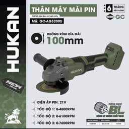 Máy mài pin HUKAN GC-AG5200S, Không chổi than, 3 tốc độ, đường kính đĩa 100mm 2