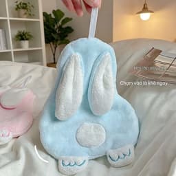 Khăn Lau Tay Hình Thỏ Dễ Thương Có Móc Treo Mềm Mịn 2 Lớp Thấm Hút Nước Trang Trí Nhà Bếp Phòng Tắm 3
