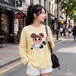 Áo thun form rộng áo thun giấy xước mỏng in hoạ tiết cô gái đáng yêu  TG TOC79 21 - Sammi Botique 5 3