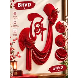 Set decor Vải Nhung, chữ Tết xốp nhung, trang trí nhà cửa, cửa hàng quán ăn lễ Tết( BHVD 4) 1