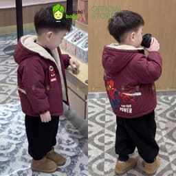 [12-37KG] Áo Khoác Lông Cừu Cho Bé Trai Bé Gái KIMCHIBABY Dày Dặn Giữ Ấm Chống Gió Họa Tiết Hoạt Hình Đáng Yêu AK602 4