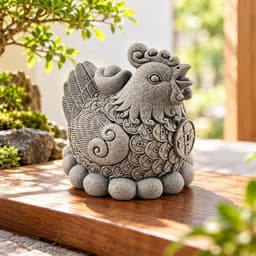 Tượng gà vàng ấp trứng đá sa thạch 4