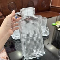 Bộ bình + 6 cốc thủy tinh họa tiết Giọt Nước Hắt sáng 5
