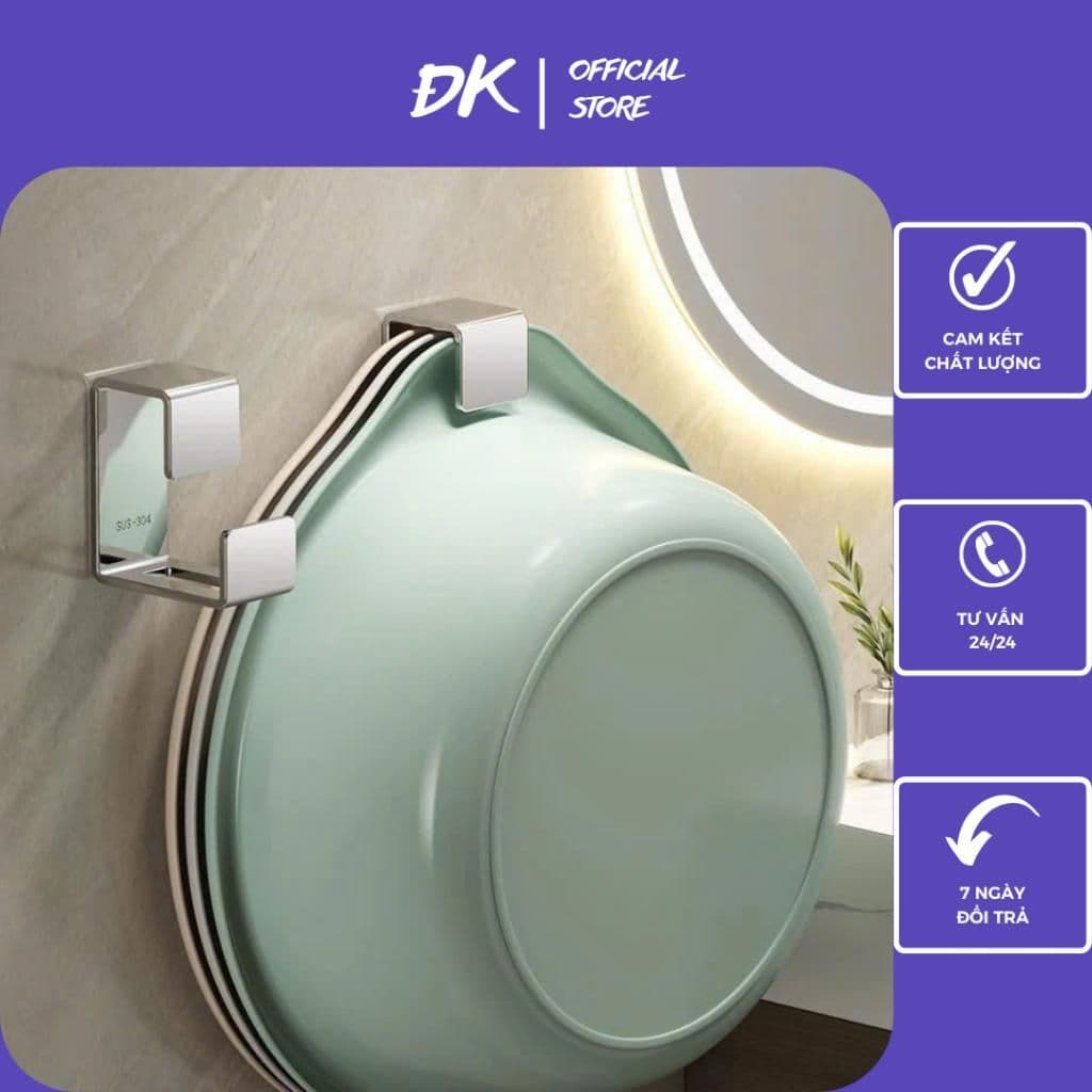 Móc Treo Chậu, Thau Inox 304 Kèm Keo Dán Chắc Chắn Tiện Lợi Gia Dụng ĐK VOICON-[DA66]