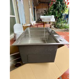 Chậu rửa bát 1 hố Keeper CR08-8245NE |  Inox 304 | Bản hố phụ to| Tặng kèm đầu vòi hút nước rửa chén 2