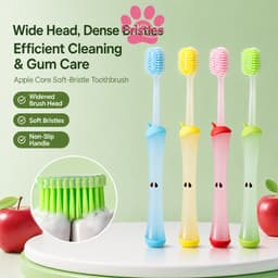 🩰PinkPaws Bàn chải đánh răng lông mềm Fun Apple dành cho trẻ em: Lông bàn chải dày nhẹ nhàng chăm sóc nướu nhạy cảm. 8
