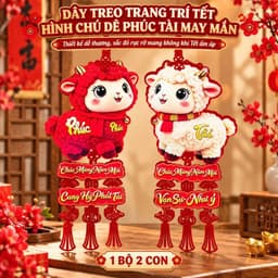 Bộ 2 dây treo trang trí Tết 2027 hình dê Phúc Tài may mắn câu đối chúc mừng năm mới treo cửa đón xuân 7