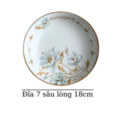 Set Bát Đĩa Gốm Sứ Họa Tiết Hoa Mộc Hương Tặng Kèm 2M Khăn xơ mướp và 5 đôi đĩa sợi thủy tinh 5