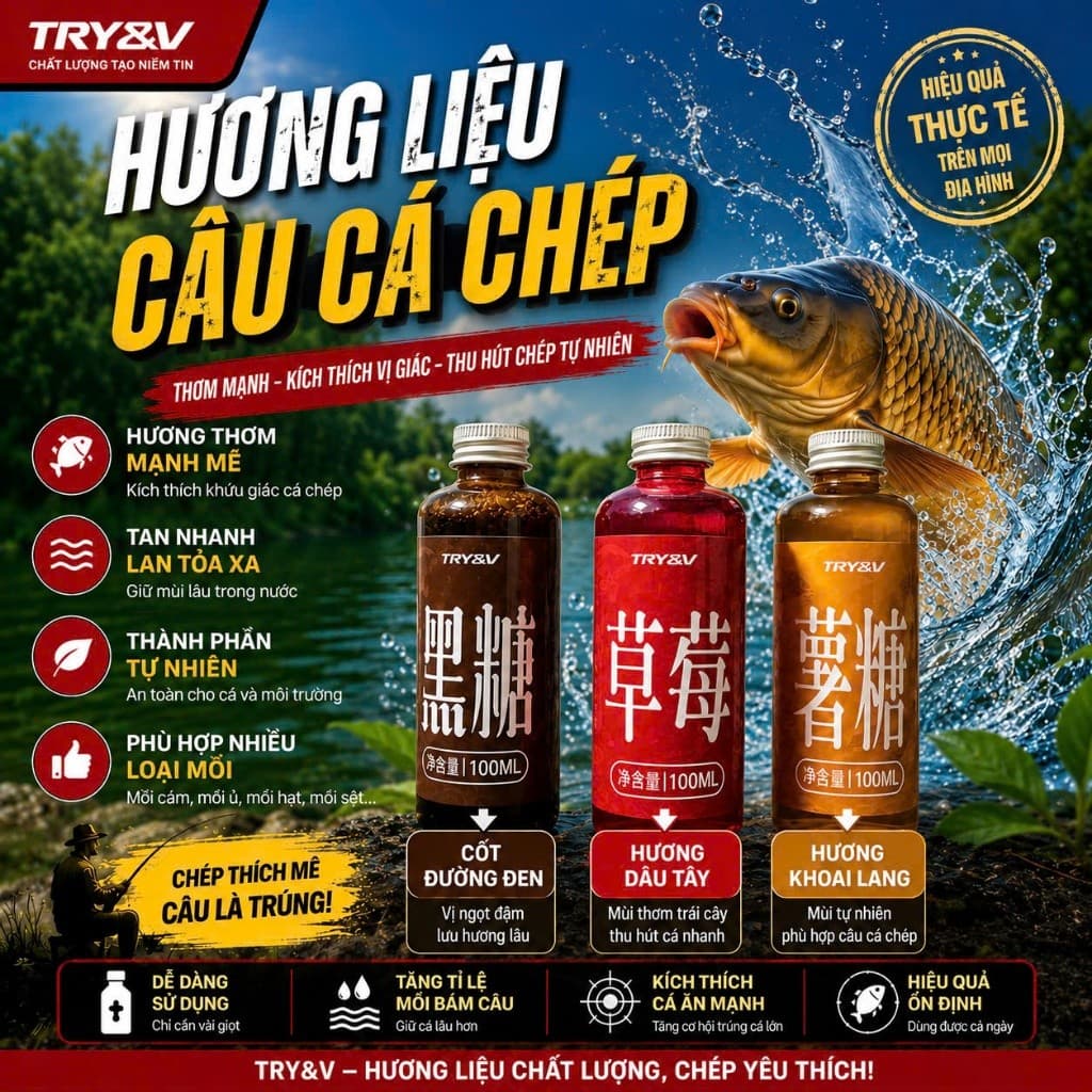 Hương liệu Chuangwei Try&V tam vị, phù hợp cho ae đánh dịch vụ, tự nhiên (khoai lang, đường đen, dâu tây)